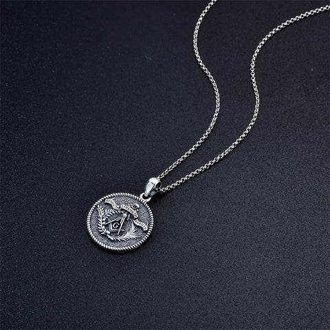 Sterling Silver Aztec Lion Cross Pendant Necklace