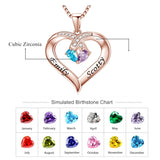 14K Gold 2  Simulated Birthstone Personalized Engraved Pendant Necklace for Women