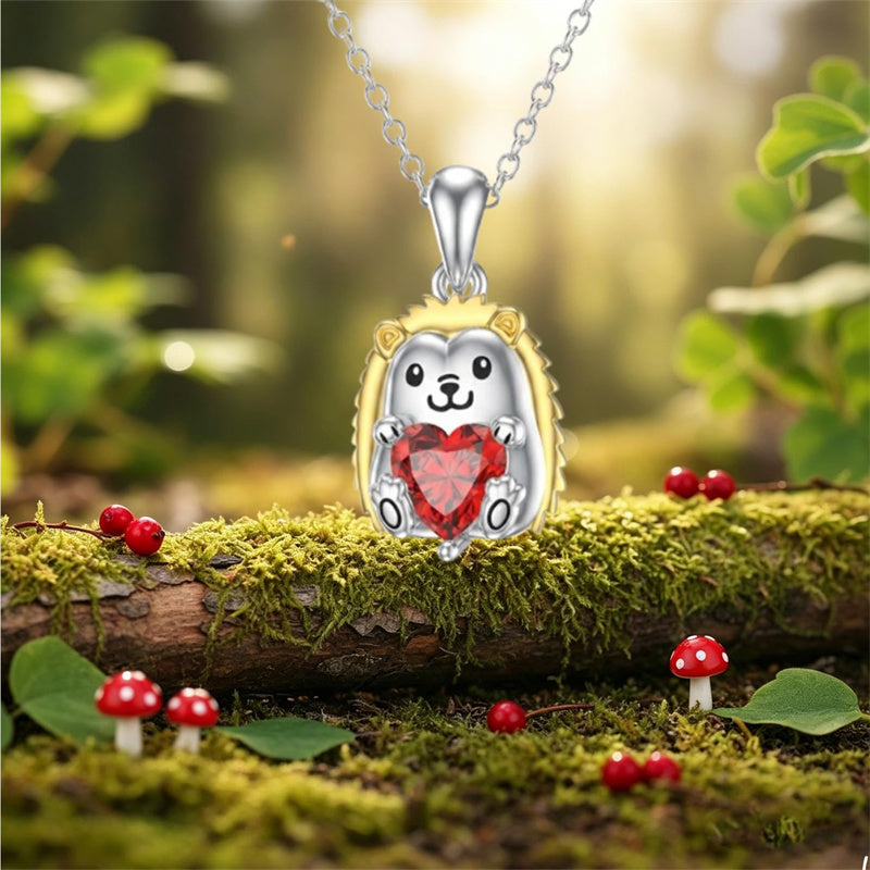 Sterling Silver 12 Month Birthstones Hedgehog Pug Fox Otter Pendant Necklace Gifts for  Birthday, Christmas, Graduation