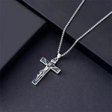 Sterling Silver Turquoise Abalone Shell Oxidation Cross Pendant Necklace