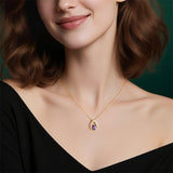 Sterling Silver Teardrop Birthstone Pendant Necklace Valentine's Day Gifts for Her