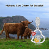 925 Sterling Silver Cubic Zircon Highland Cow Charm Beads