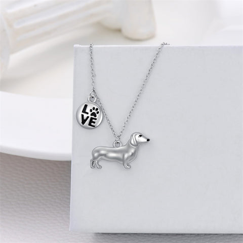 Sterling Silver Dachshund Pendant Necklace
