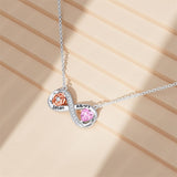 10K 14K 18K Gold Personalized Birthstone Engraved Infinity Rose Flower Pendant Necklace