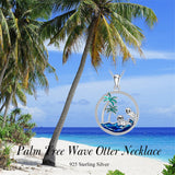 Sterling Silver Palm Tree Otter Turtle Pendant Necklace Gift For Women Girls