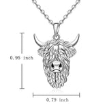Highland Cow Pendant Necklace 925 Sterling Silver Scotland Cow Jewelry Birthday Gifts for Women Her Girls Sister