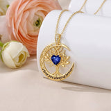 10K 14K 18K Gold Birthstone Tree of Life Pendant Necklace Engraved with I Love You Always & Forever
