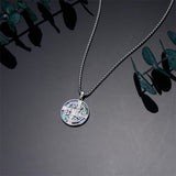 Sterling Silver Moss Agate Abalone Shell St Brigid’s Cross Christian Protection Pendant Necklace
