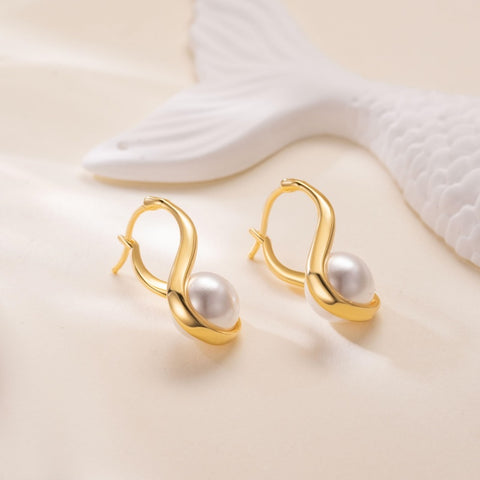 14K Gold Plated Pearl  Earrings for Women
