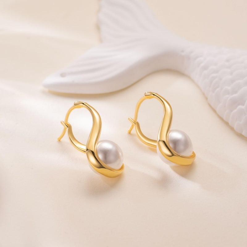 14K Gold Plated Pearl  Earrings for Women