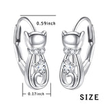 925 Sterling Silver Cat Nature Hoop Earrings for Women Teen Girls