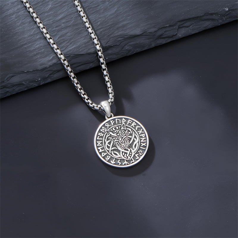 Sterling Silver Viking Raven Bear Odin Wolf Pendant Necklace for Men
