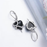 Sterling Silver Black Obsidian Snake Hummingbird Butterfly Dragonfly Leverback Earrings