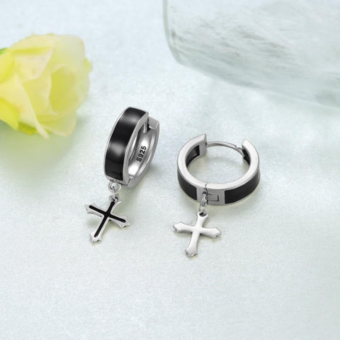 14K Gold Plated Cross Ankh Hoop Earrings