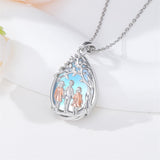 Sterling Silver Moonstone Teardrop Father Daughter Mother Daughter Pendant Necklace