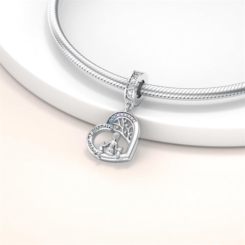 Sterling Silver Cubic Zirconia Cat Dog Charm Beads for Bracelets Engraved with Forever My Playmate
