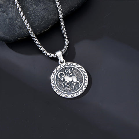 Sterling Silver 12 Zodiac Astrology Horoscope Pendant Necklace
