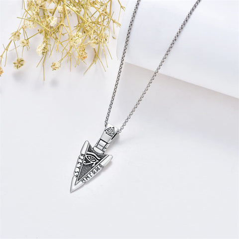 Sterling Silver Viking Arrowhead Pendant Necklace for Men