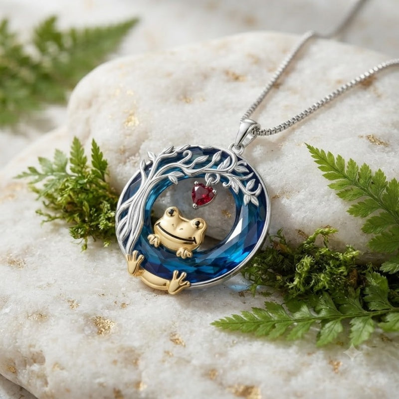 Sterling Silver Blue Crystal  Tree of Life Raccoon Bunny Cat Corgi  Pendant  Necklace  Anniversary Birthday Gifts