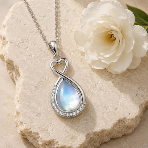 Sterling Silver Teardrop Gemstone Rose Butterfly Infinity Heart Necklace for Women