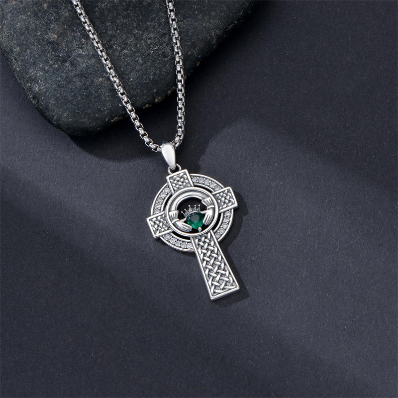 Sterling Silver Wooden Cross Pendant Necklace