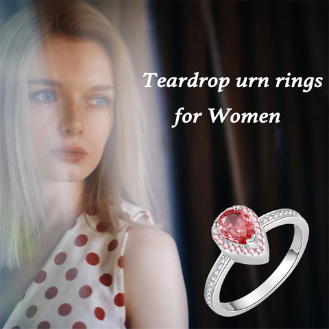 925 Sterling Silver Teardrop Urn Rings Hold Loved Ones Ashes Cz Cremation Memorial Ring Keepsake Jewelry for Women