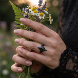 Sterling Silver 10K  14K  18K Gold 1CT-4CT Black Onyx Engagement Ring Gothic Wedding Promise Ring