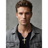 14K Gold Plated Two Tone Cross Pendant Necklace Christian Jewelry Religious Gift