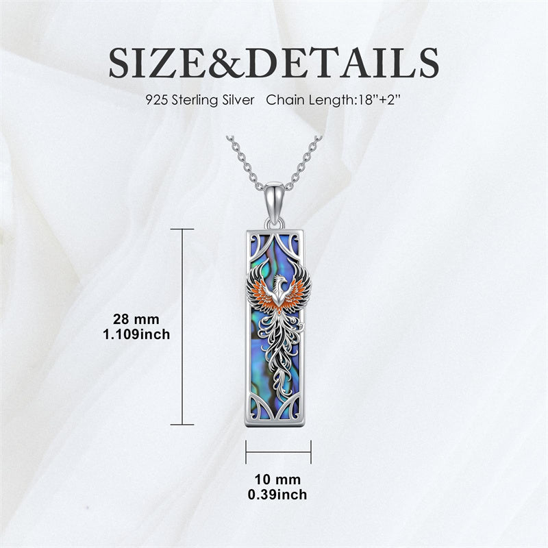 Sterling Silver Abalone Shell Bar Cardinal Bee Butterfly Hummingbird Dragonfly Phoenix Pendant Necklace for Women