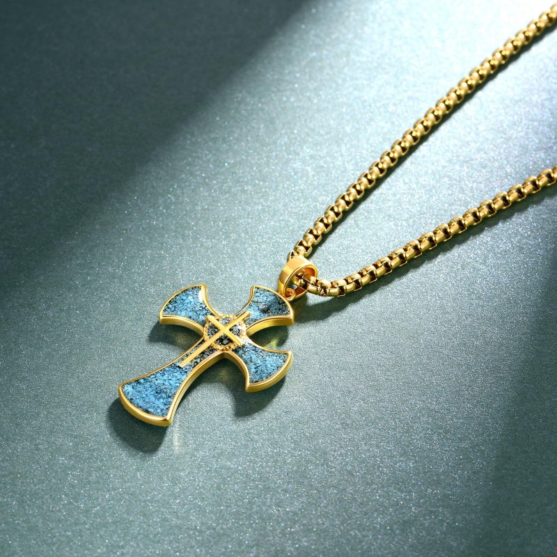 14K Gold Plated  Cross Necklace Religious Amulets Jewelry Gifts