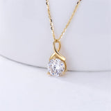 14K Gold 1 carat D Colour Moissanite Solitaire Pendant Necklace