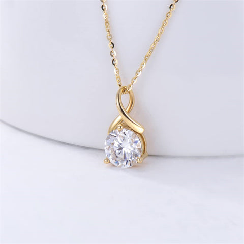14K Gold 1 carat D Colour Moissanite Solitaire Pendant Necklace