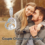 Sterling Silver Cubic Zircon Sister Couple Bead Charms with  Engraved
