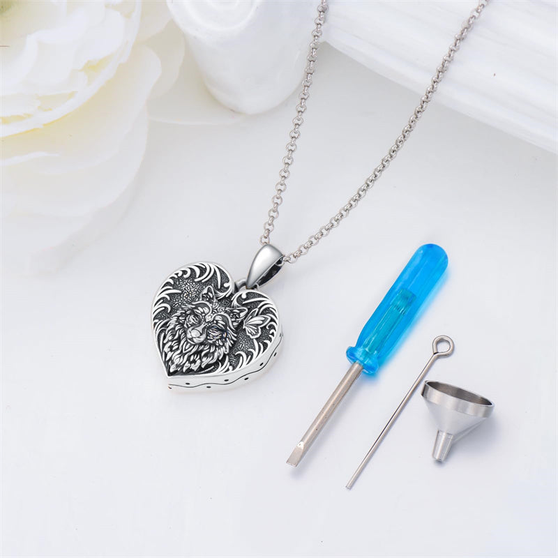 Sterling Silver Heart Rabbit Dog Cat Butterfly Dragonfly Hummingbird Wolf Urn Necklace for Ashes