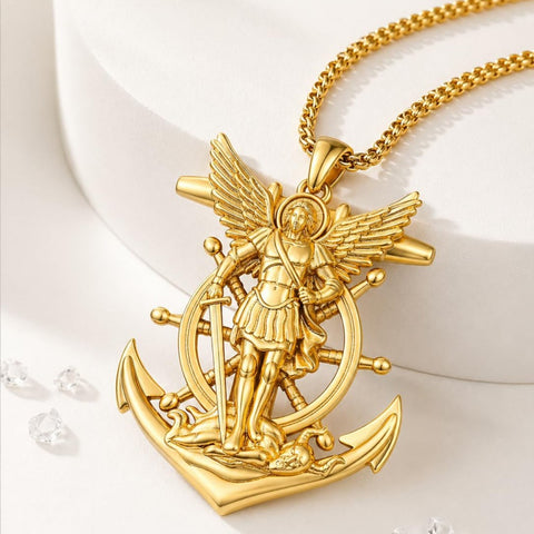 Christian Religious Medal Amulet 14K Gold Plated Pendant  Necklace