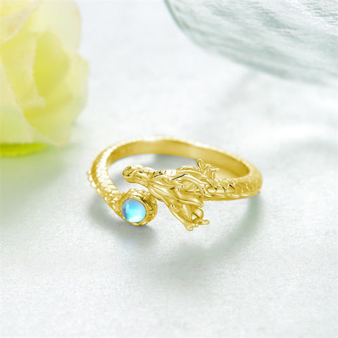 Sterling Silver Moonstone Dragon Ring