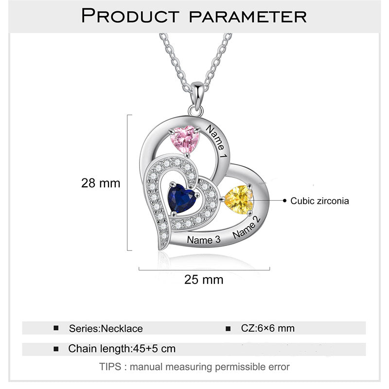Sterling Silver Personalized Name Birthstone Mothers Necklace for Women