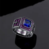 Sterling Silver Personalized Colorful Class High School  Graduation University College Ring for Men