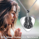 Guitar Urn Necklaces for Ashes Sterling Silver Cremation Urn Necklaces Memorial Keepsake With Filling Tool…