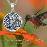 Sterling Silver Hummingbird Photo Locket Necklace