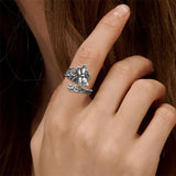 Sterling Silver White Turquoise Dragonfly Spoon Ring and Dragonfly Sunflower Stud Earrings