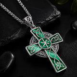 14K Gold Plated Celtic Vikin Cross Pendant Necklace Irish Jewelry Religious Protective Gift