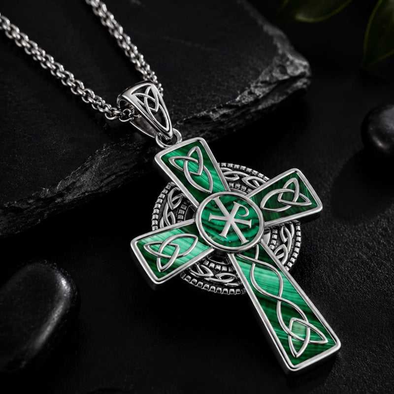 14K Gold Plated Celtic Vikin Cross Pendant Necklace Irish Jewelry Religious Protective Gift
