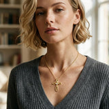 14K Gold Plated Cross Pendant Necklace for Women Faith Jewelry for Anniversary Christmas  Birthday Mother's Day