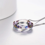 925 Sterling Silver Circle Necklace with Austrian Crystal, Jewelry for Women Teen Girls