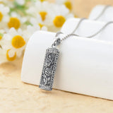 Sterling Silver Hollow Cylinder Rose Daisy Urn Necklace for Ashes