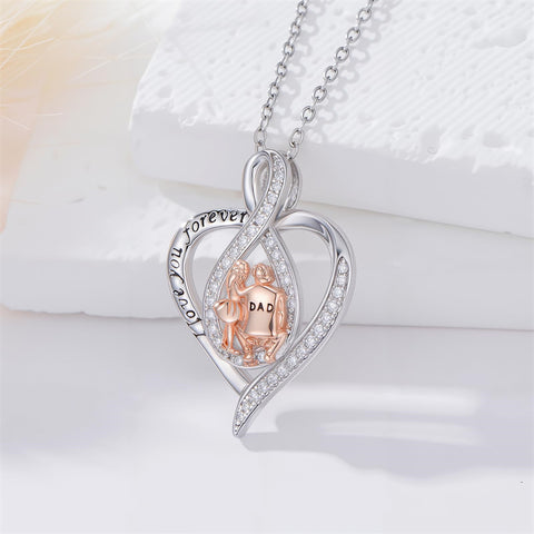 Sterling Silver Father-Daughter Pendant Necklace With Engraved