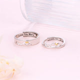 Sterling Silver Adjustable Mountain Couple Rings Set