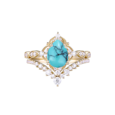 Sterling Silver 10K 14K 18K Gold Pear Shaped Gemstone Engagement Ring