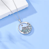 Sterling Silver Mustard Seed Black Cat Hummingbird Cross and Mountain Mountain Turquoise Sun and Moon Pendant Necklace